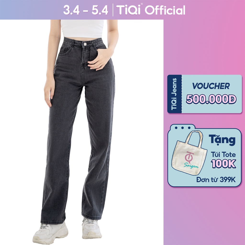 Quần jean ống suông Nữ lưng cao TiQi Jeans B2-1581
