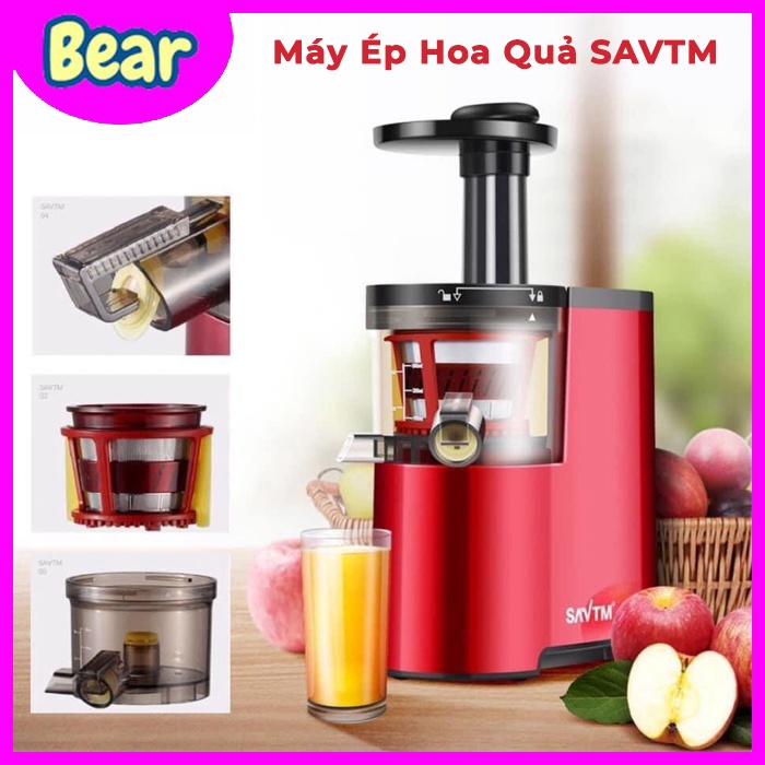 Máy ép chậm SAVTM [ BH 12 THÁNG] máy ép trái cây chế độ kép ép rau quả, ép hoa quả cứng