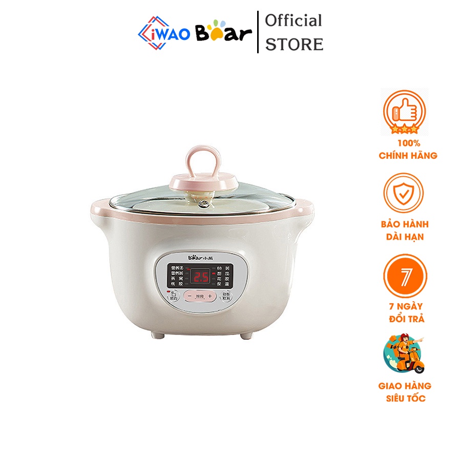 Nồi Nấu Chậm, Nồi Ủ Cháo Bear SUBE002 1.6L - Hàng Chính Hãng Bảo Hành 12 Tháng