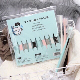 🍃freeship☘️🍀 set bàn chải đánh răng 10 chiếc xuất nhật☘️🍀 tặng kèm túi zip và nắp đậy🍀🍃