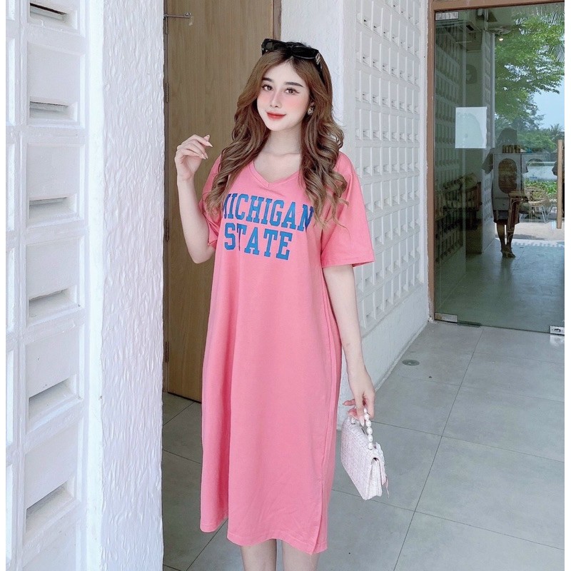 Đầm THUN THÁI form rộng có túi-xẻ tà (bao chất đẹp) | BigBuy360 - bigbuy360.vn