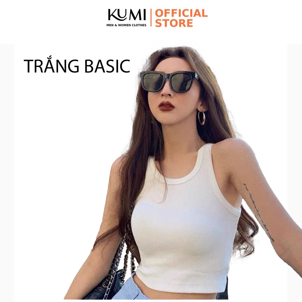 Áo croptop nữ basic sát nách ba lỗ thun không tay sát nách chất thun cotton thoáng mát các màu Kumi Fashion
