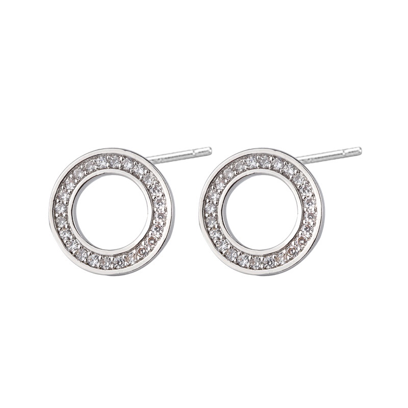 Nữ thời trang Hàn Quốc Bông tai Rhinestone Cá tính Bông tai Stud tròn