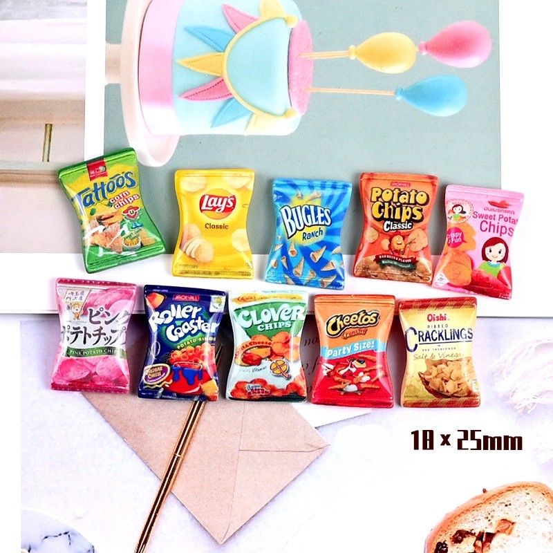 Mô hình charm gói bánh snack trang trí slime hoặc ốp lưng