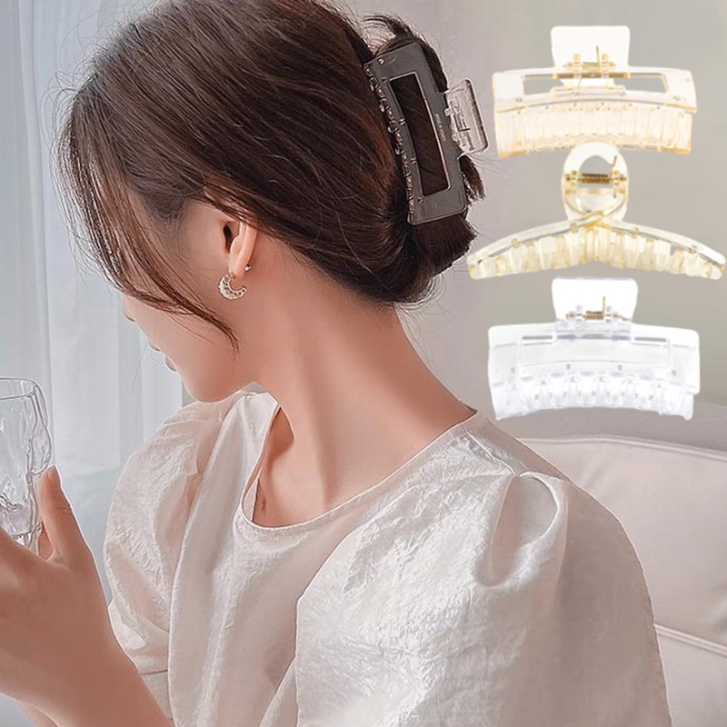1 Kẹp Tóc Nhựa Màu Trong Suốt Chống Trượt Phong Cách Vintage