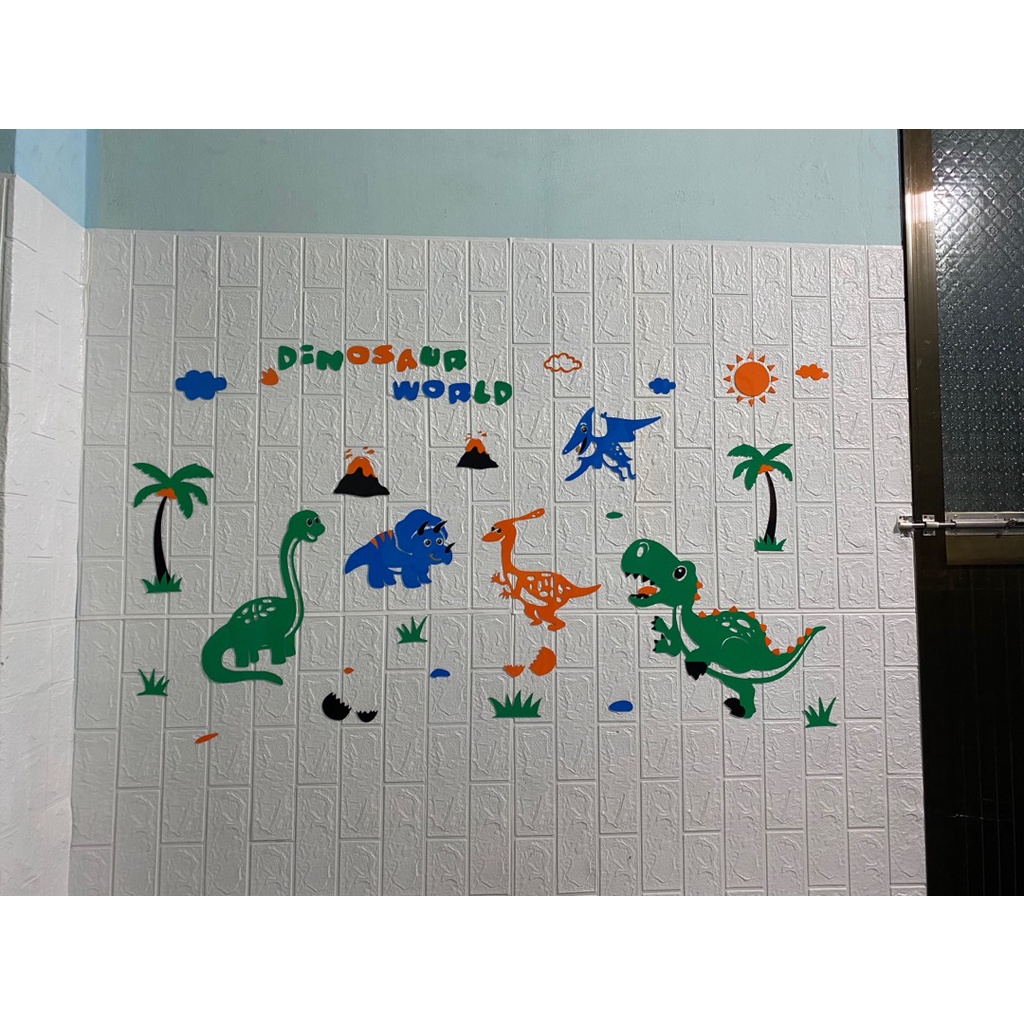 Tranh dán tường mica 3d decor khổ lớn khủng long trang trí mầm non, phòng cho bé Nhiều Size - EPeBen