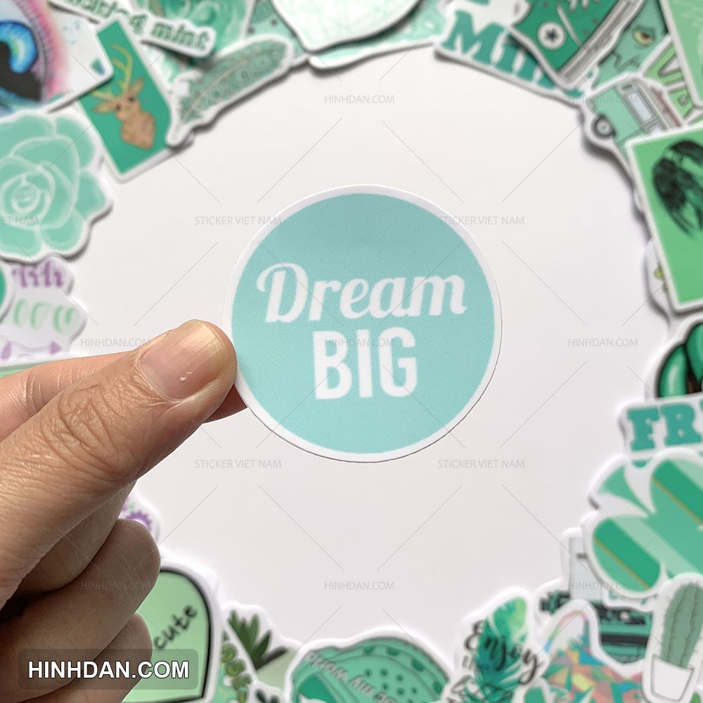 Sticker XANH BẠC HÀ - MINT chống nước trang trí xe, laptop, nón bảo hiểm, tem dán