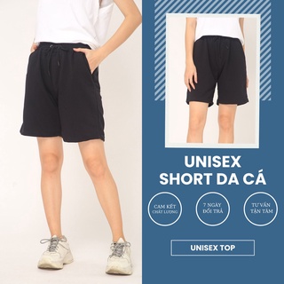 Quần short thun BASIC DA CÁ ngắn unisex nam nữ màu đen