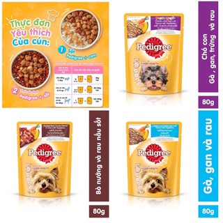 Pate chó Pedigree vị Bò, Gan, Trứng Sữa, và rau 80g