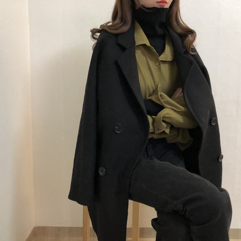 SUXI Áo Sơ Mi Dáng Rộng Màu Sắc Đơn Giản Phong Cách Hàn Quốc Thời Trang Mùa Thu Cho Nữ