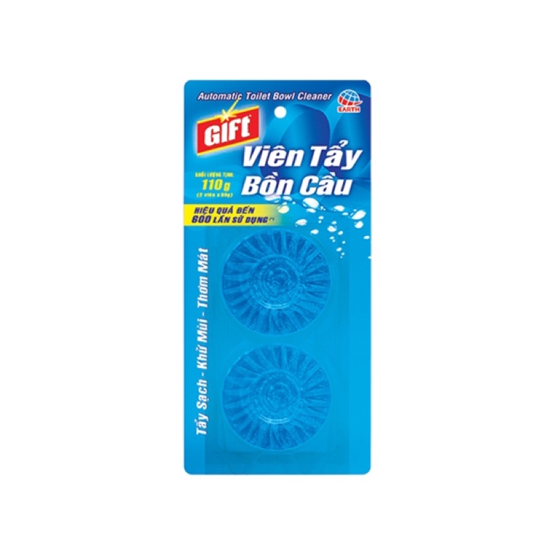Viên tẩy bồn cầu Gift siêu sạch  Vỉ 2 viên chống bám bẩn thành bồn cầu khử mùi hôi hiệu quả