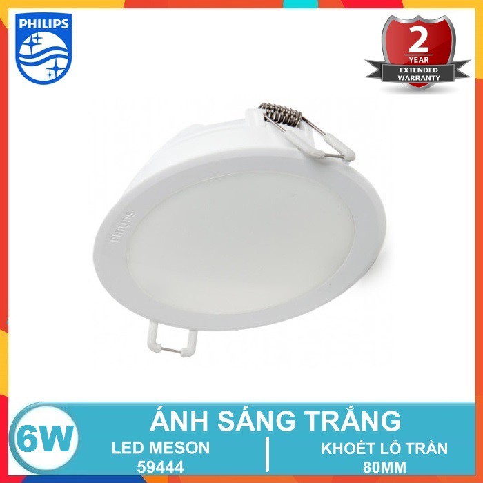 BỘ ĐÈN LED ÂM TRẦN PHILIPS MESON G3 6W ( 59444 ) DOWNLIGHT DẠNG TRÒN ( 3 MÀU LỰA CHỌN TRẮNG & TRUNG TÍNH & VÀNG )