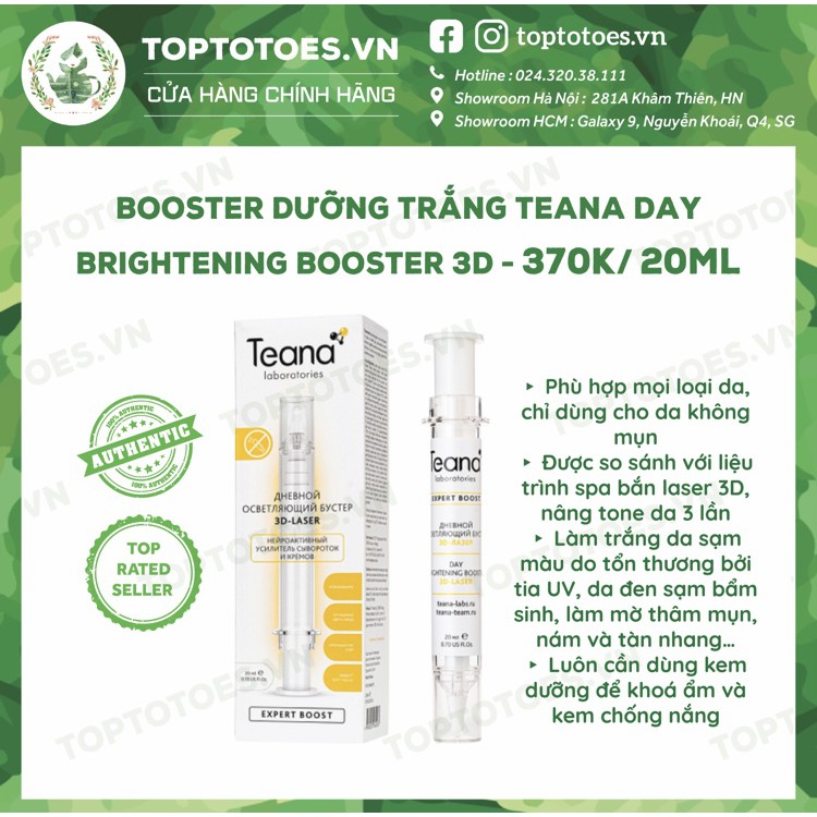 Booster Teana Professional Day Brightening Booster 3D-laser dưỡng da trắng hồng, mờ thâm, nám, tàn nhang