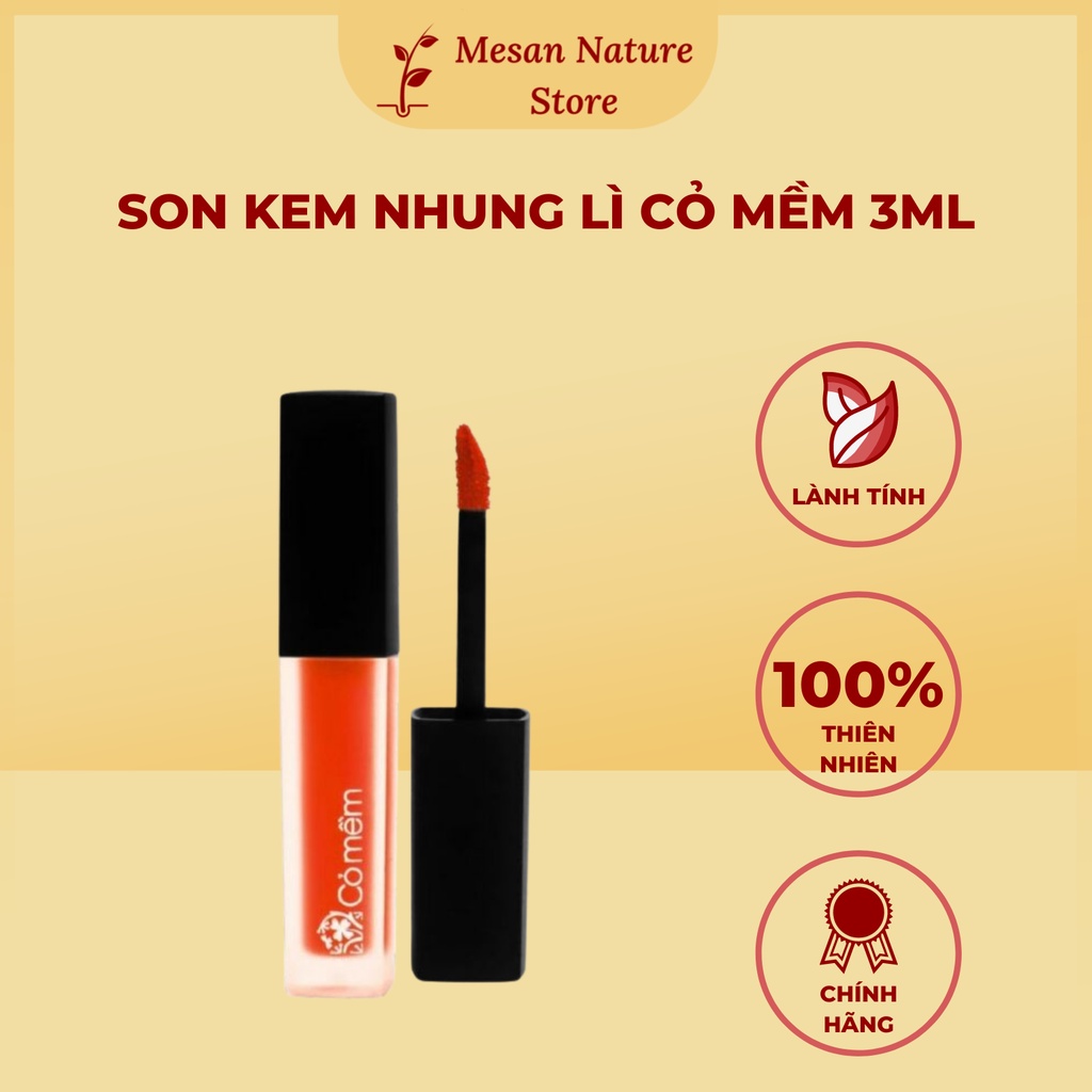 Son Kem Nhung Lì Ẩm Mượt Cỏ Mềm Homelab Không Chứa Silicon Lên Màu Tốt Dưỡng Môi Mềm Mịn Lâu Trôi 3ml