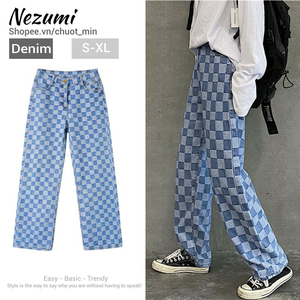 (Sẵn Xanh S L XL, Đen S M L XL) QUẦN BÒ JEANS CARO NAM NỮ UNISEX ULZZANG HIPHOP DANCE