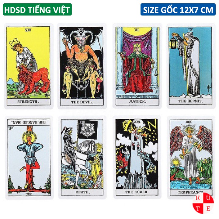 [Size Gốc] Bài Tarot Rider Deck 78 Lá Bài Size Gốc 7x12 Cm Giấy Cán Màng Dày Dặn Tặng Đá Thanh Tẩy S4