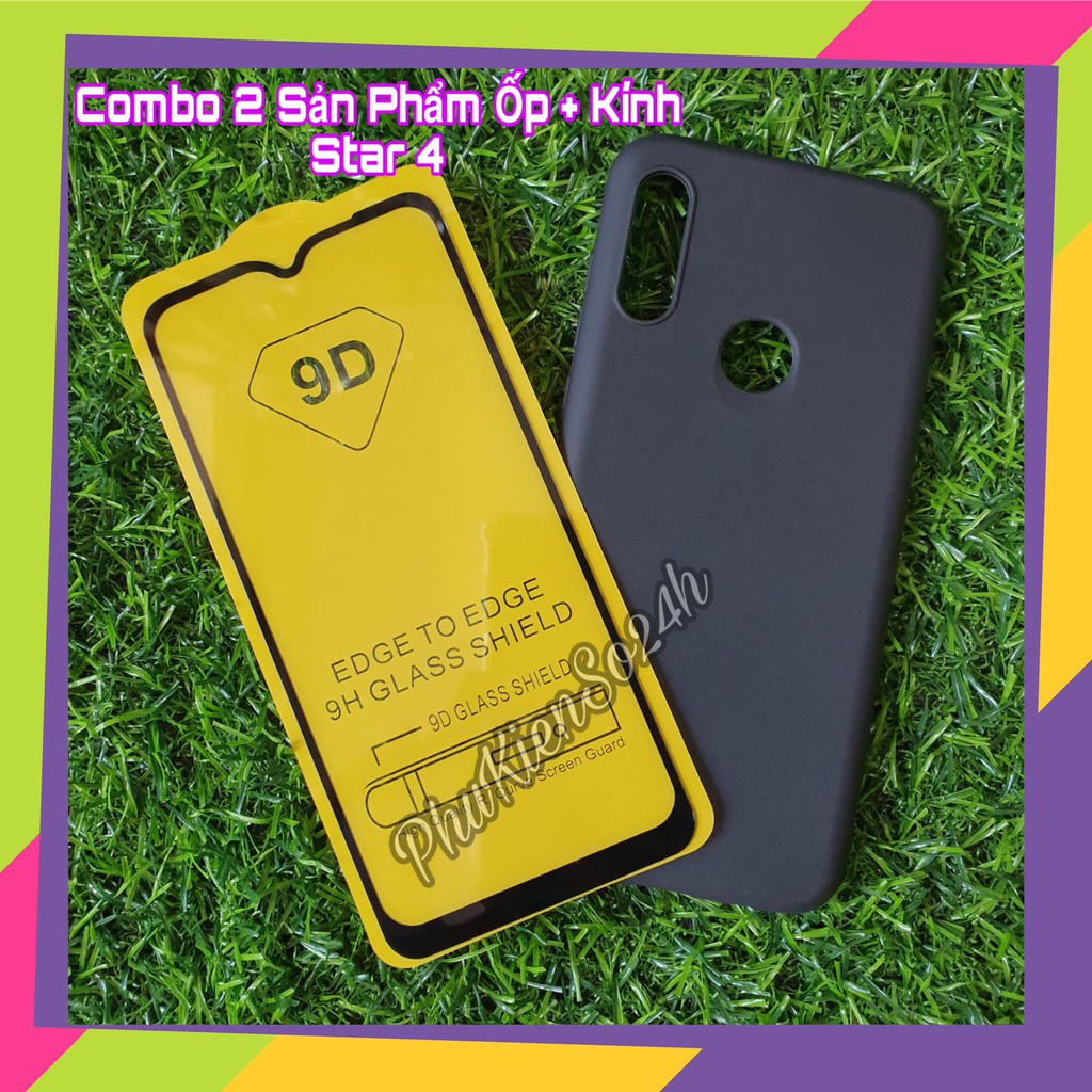 Combo Kính Cường Lực Full màn hình và Ốp Dẻo Đen nhám cho Vsmart star 4