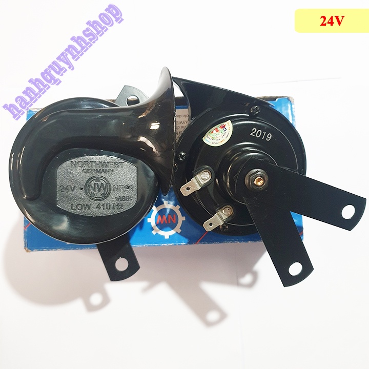 Bộ 2 Còi Sên Ô Tô Xe Hơi 12V Hoặc 24V NorthWest Màu Đen 410Hz 510Hz