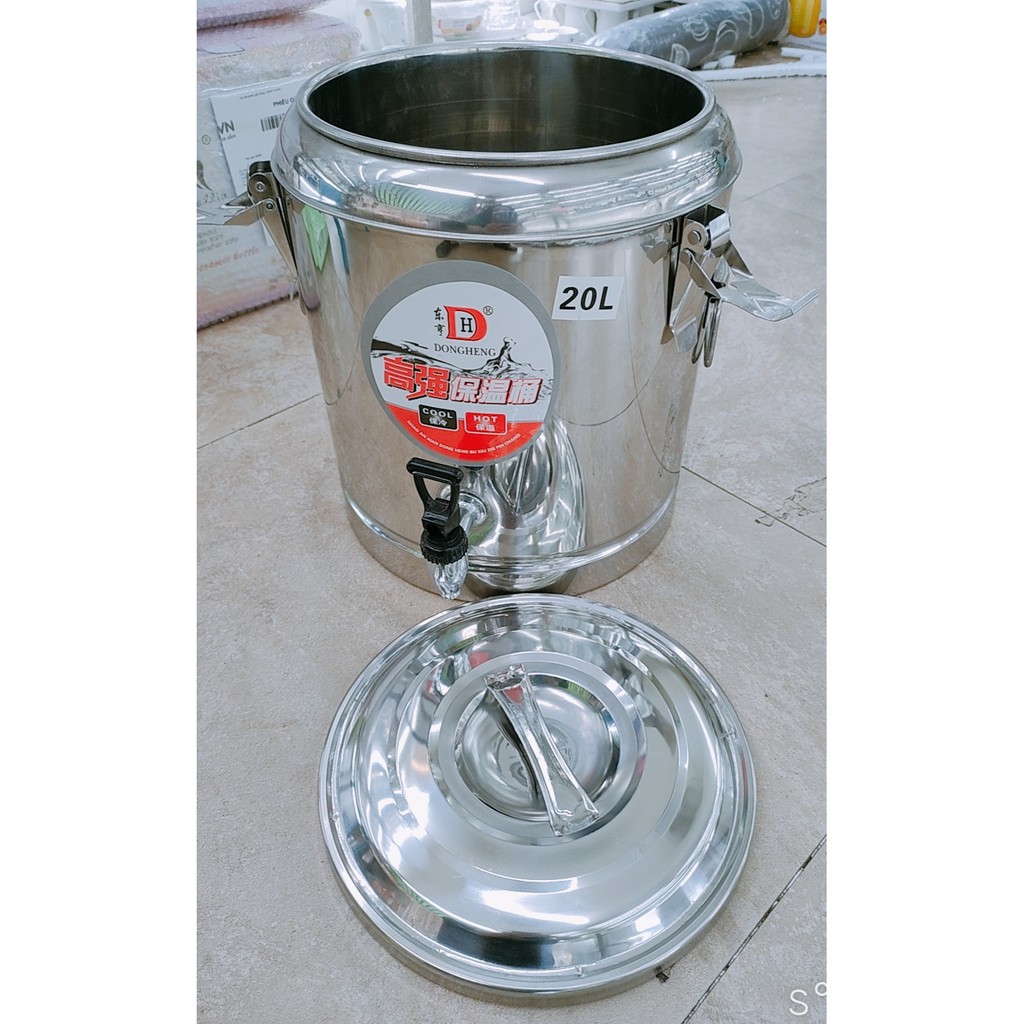 BÌNH Ủ TRÀ 3 LỚP SỮA NÓNG, LẠNH INOX DUNG TÍCH 20L