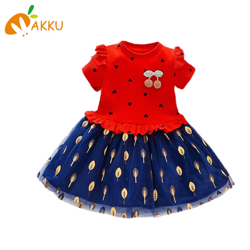 Đầm Công Chúa Dệt Kim Phối Lưới Cho Bé Gái