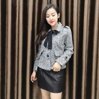 Áo dạ cổ nơ