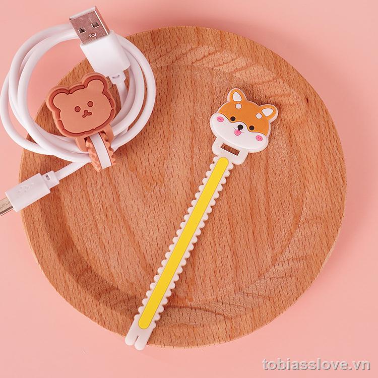 💫Mua 10 tặng 2💫Thiết Bị Quấn Dây Cáp Sạc Điện Thoại Di Động Hình Hoạt Hình Sáng Tạo Dễ Thương Kèm Hộp Đựng