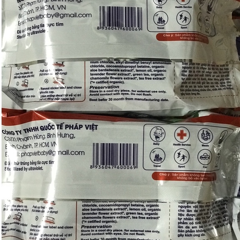 Combo 5 Gói Khăn Giấy Ướt Baby Wipes Bịch 80g