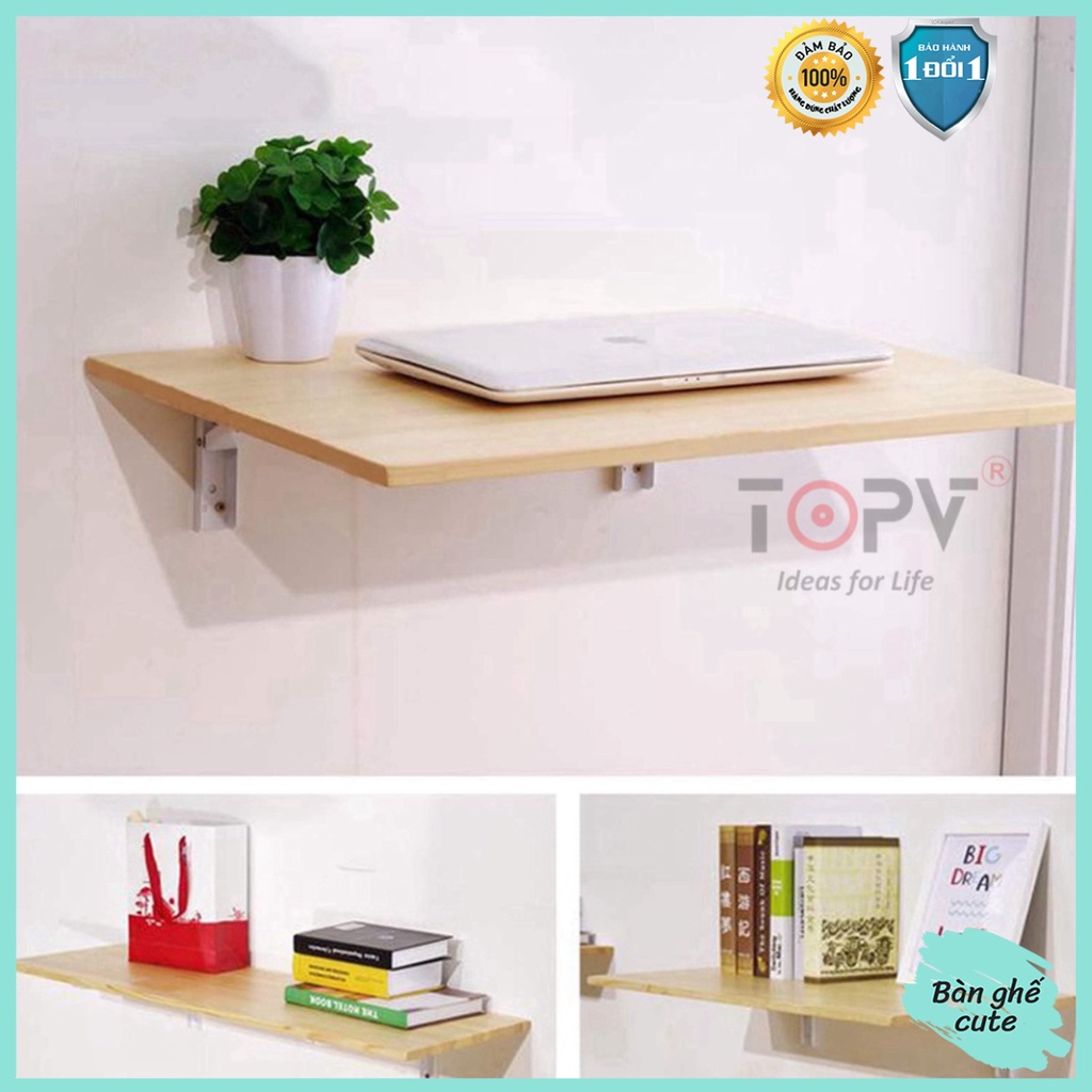 Bàn làm việc học gấp xếp gọn gỗ TopV thông minh kệ bàn treo tường cao cấp cho học sinh sinh viên mini Bàn Ghế Cute