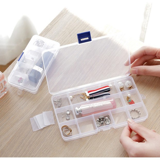Hộp Nhựa Trong Suốt 15 Ngăn Đựng Trang Sức Tiện Dụng