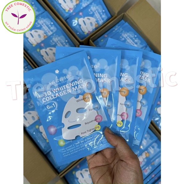 Mặt Nạ Làm Trắng Da 3D Whitening Collagen Mask 25ml, Dưỡng Ẩm, Chống Lão Hoá, Giảm Nếp Nhăn