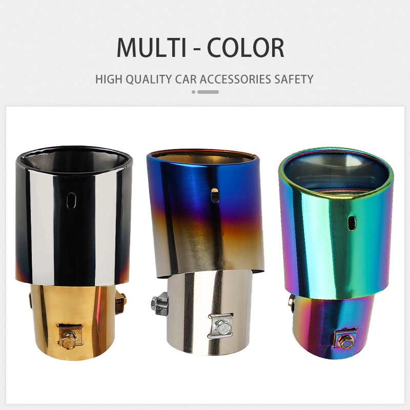 Ống Xả Xe Hơi Bằng Thép Không Gỉ Màu Vàng Đen Thông Dụng Thép không gỉ Tự động phía sau Bộ giảm thanh Ống xả Đầu tip Chống rỉ Đua xe Đuôi Họng Cầu vồng Xe Trang trí Chrome Phụ kiện Ngoại thất Ô tô