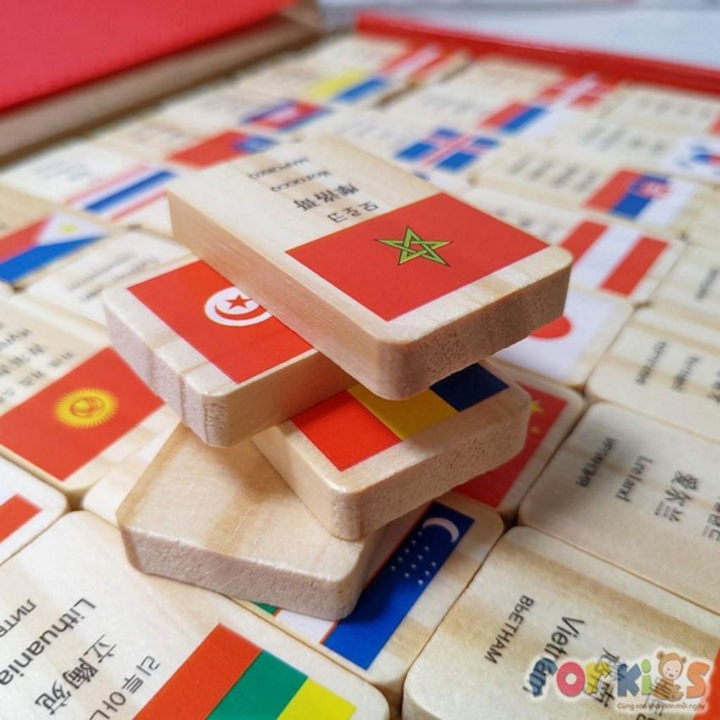 Domino 100 Lá Cờ Quốc Gia Các Nước Trên Thế Giới Bằng Gỗ Cho Bé Học Vừa Học Vừa Chơi, Shop Mẹ Mốc ,DMLC