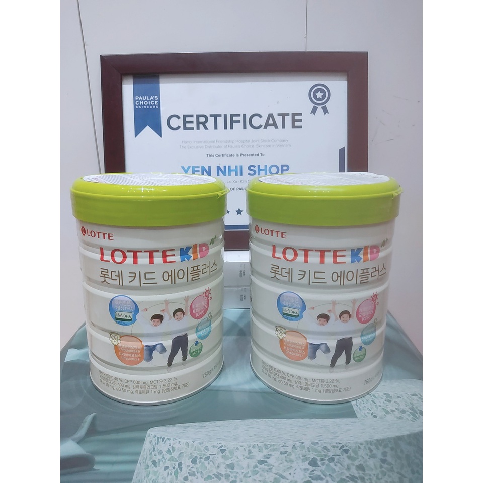 [Chính Hãng] Sữa Lotte Kid A+ Tăng chiều cao và cân nặng Hàn Quốc hộp 750g date mới nhất