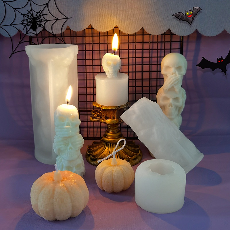 Khuôn Làm Nến Sáp Xà Phòng Bằng Silicone Hình Halloween 3D DIY