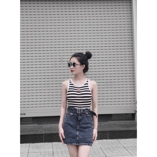 CHÂN VÁY JEAN KÈM ĐAI