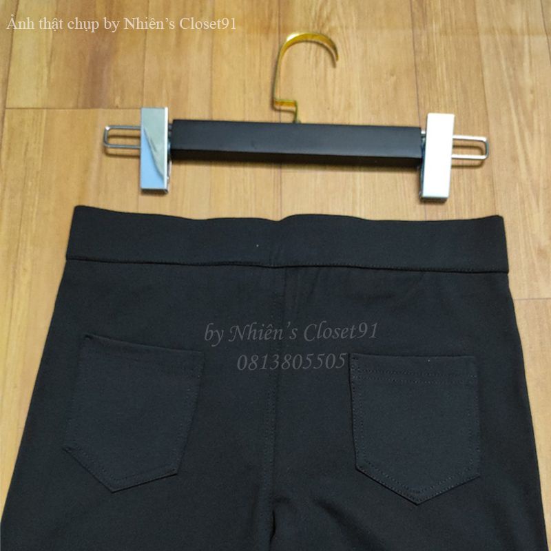 Quần legging nữ dài cạp cao gen bụng màu đen chất Umi dày dặn co dãn có túi khoá trước 1 khuy dáng tregging nâng mông | BigBuy360 - bigbuy360.vn