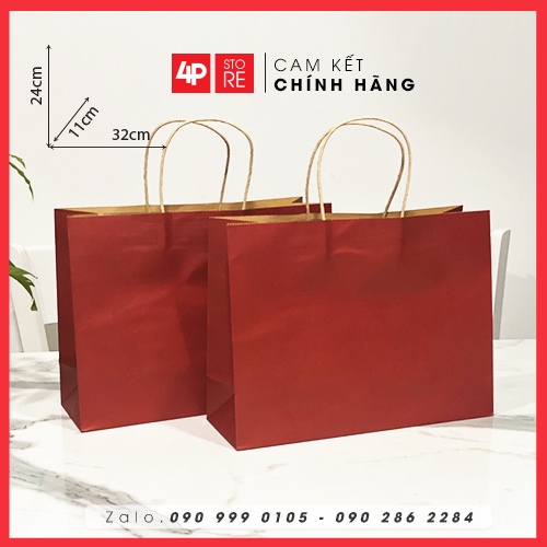 01 TÚI KRAFT ĐỎ ĐẬM NGANG 32X24X11CM - HỎA TỐC