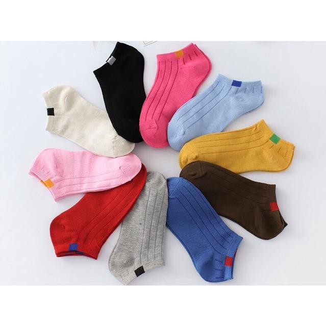 Set 10 Đôi Tất Gân Vintage Cổ Ngắn Kháng Khuẩn (Nhiều Màu)-