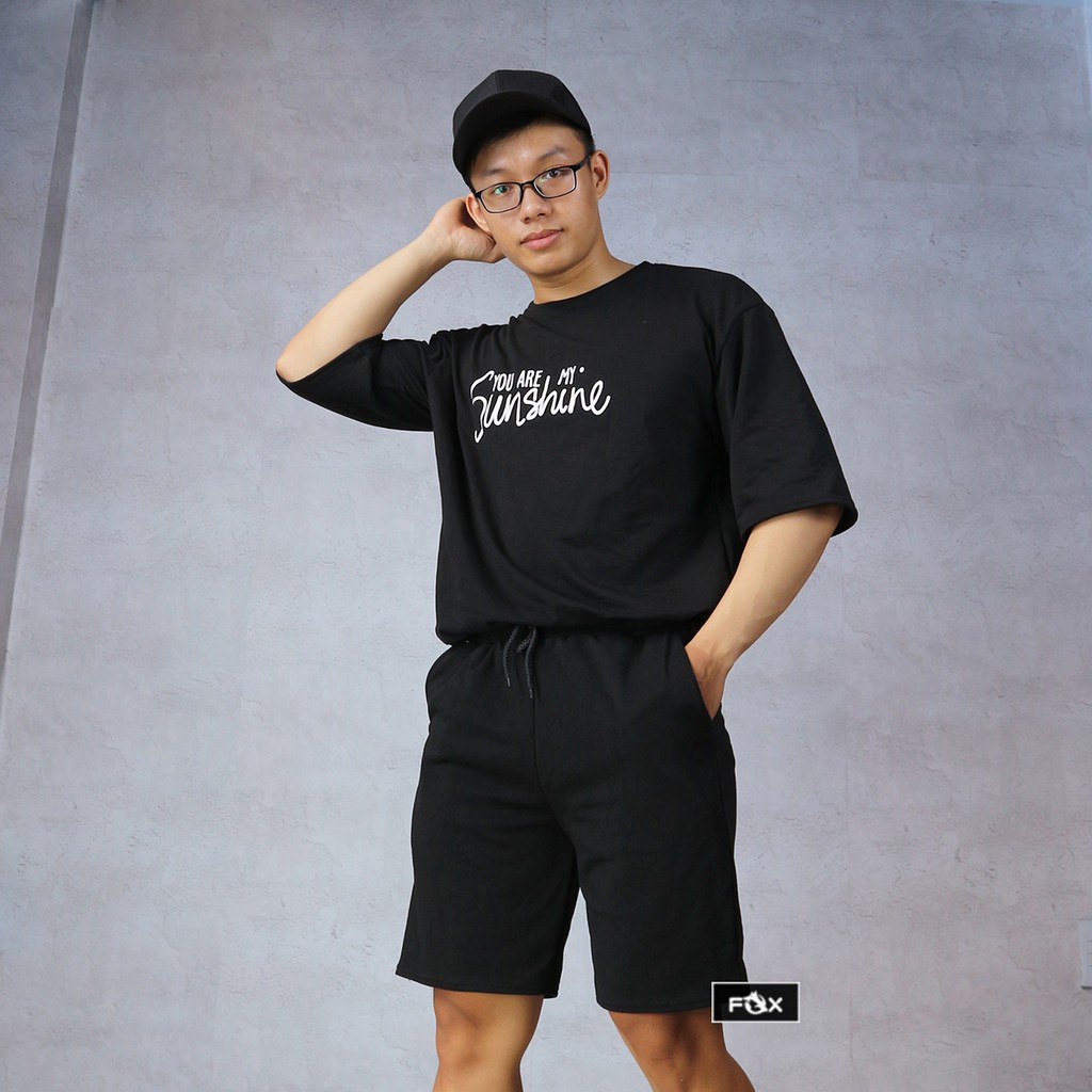 Bộ đồ nam nữ The Fox đồ bộ Unisex tay lỡ Form rộng phong cách Ulzzang Hàn Quốc in Sun Shine | BigBuy360 - bigbuy360.vn