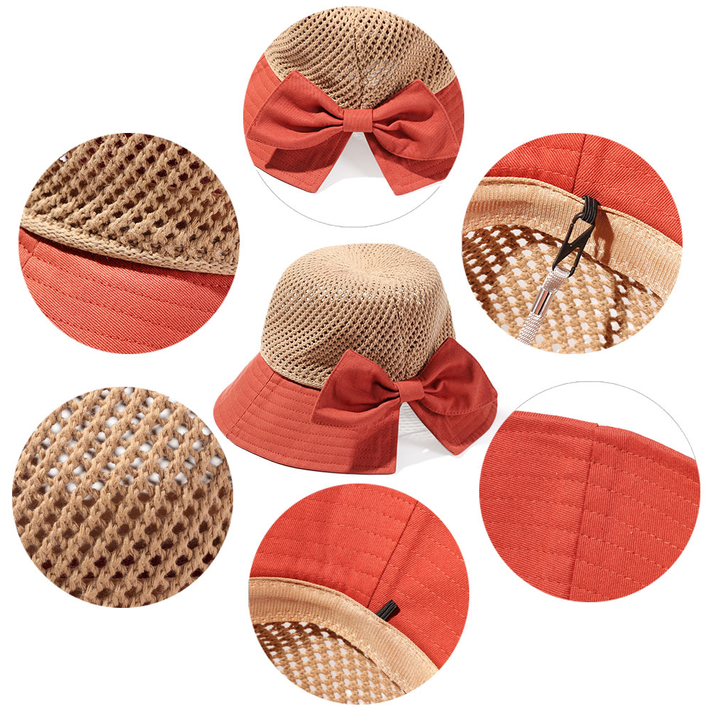 Mũ rộng vành chống tia uv đính nơ có thể gấp gọn tiện dụng thời trang đi biển cho nữ