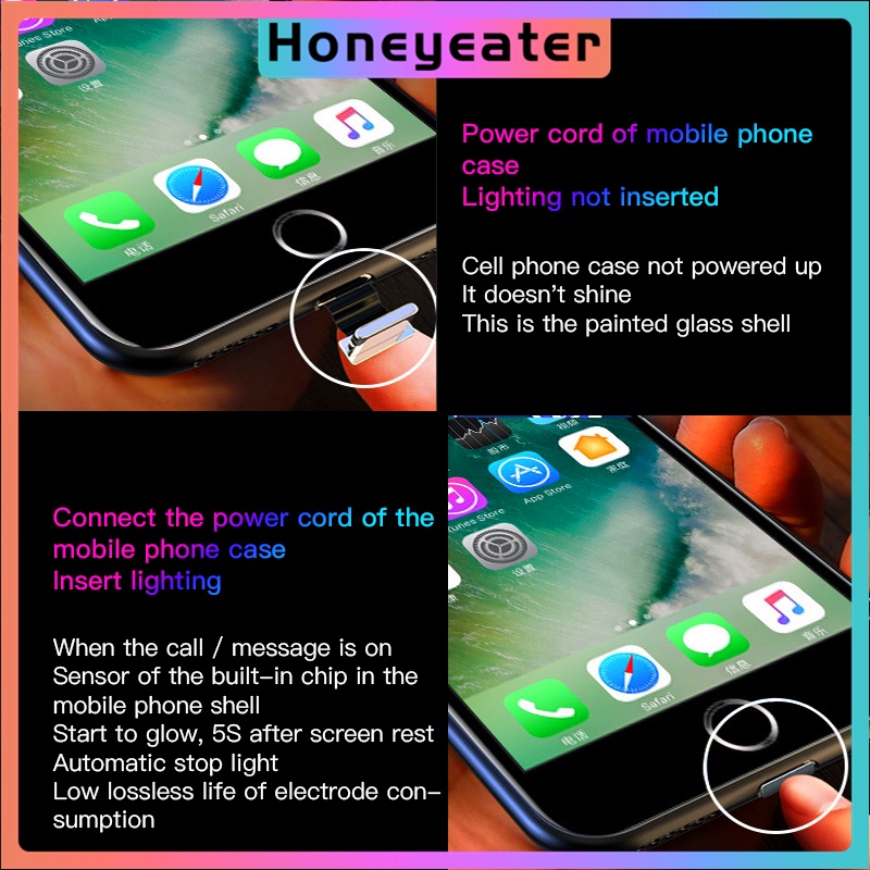 Ốp điện thoại cứng có đèn LED cho IPhone 12 11 Pro Max X XS Max
