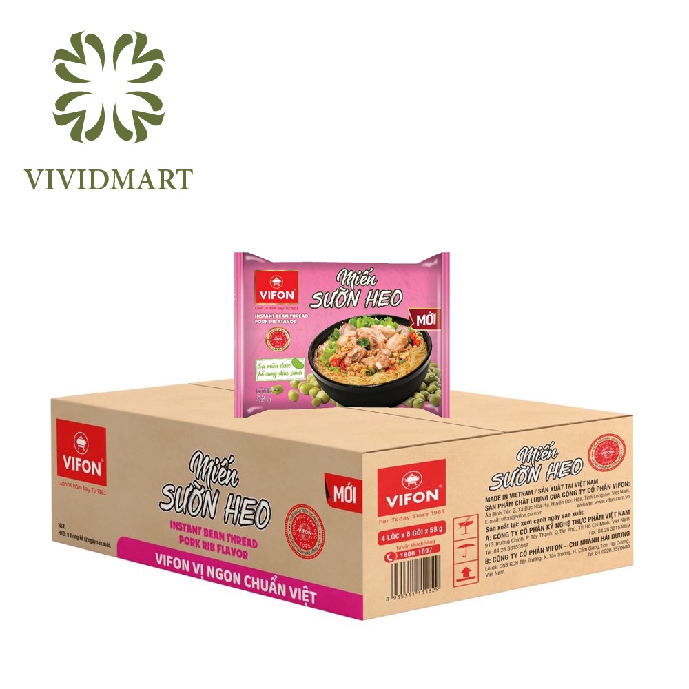 MIẾN VIFON 3 VỊ: MIẾN LẨU THÁI, MIẾN SƯỜN HEO, MIẾN MĂNG VỊT - GÓI 60gr - VIFON