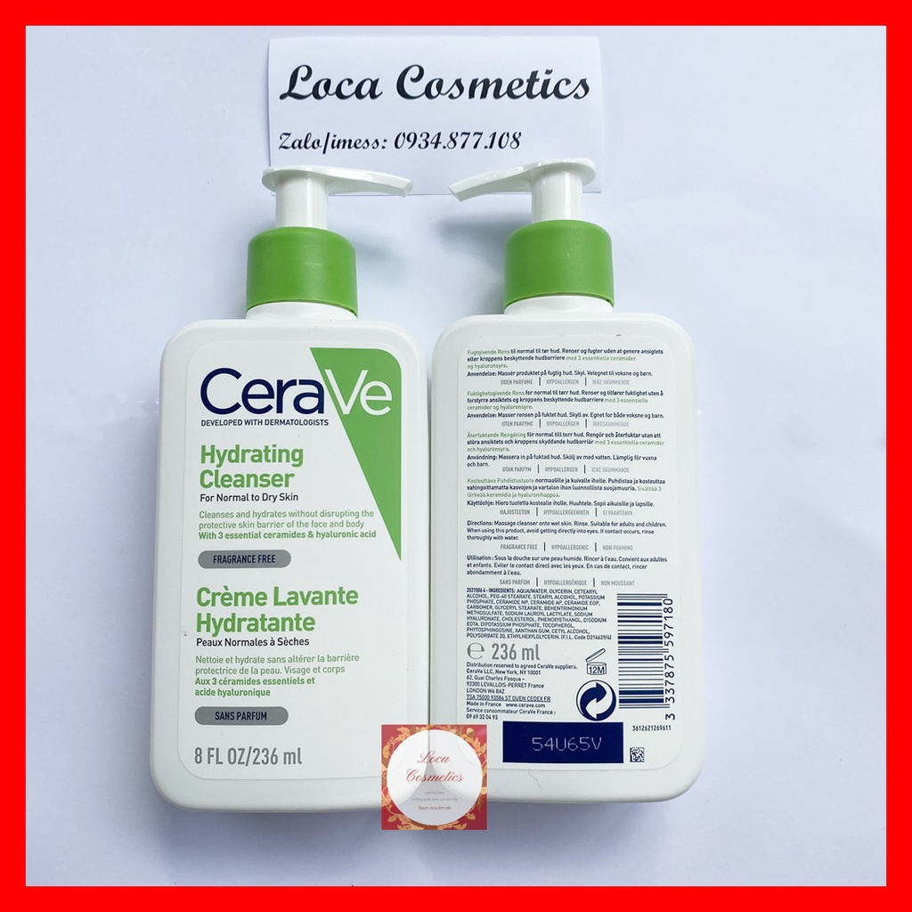 Sửa rửa mặt dịu nhẹ CeraVe Foaming/Hydrating Facial Cleanser/ SA Smoothing Cleanser