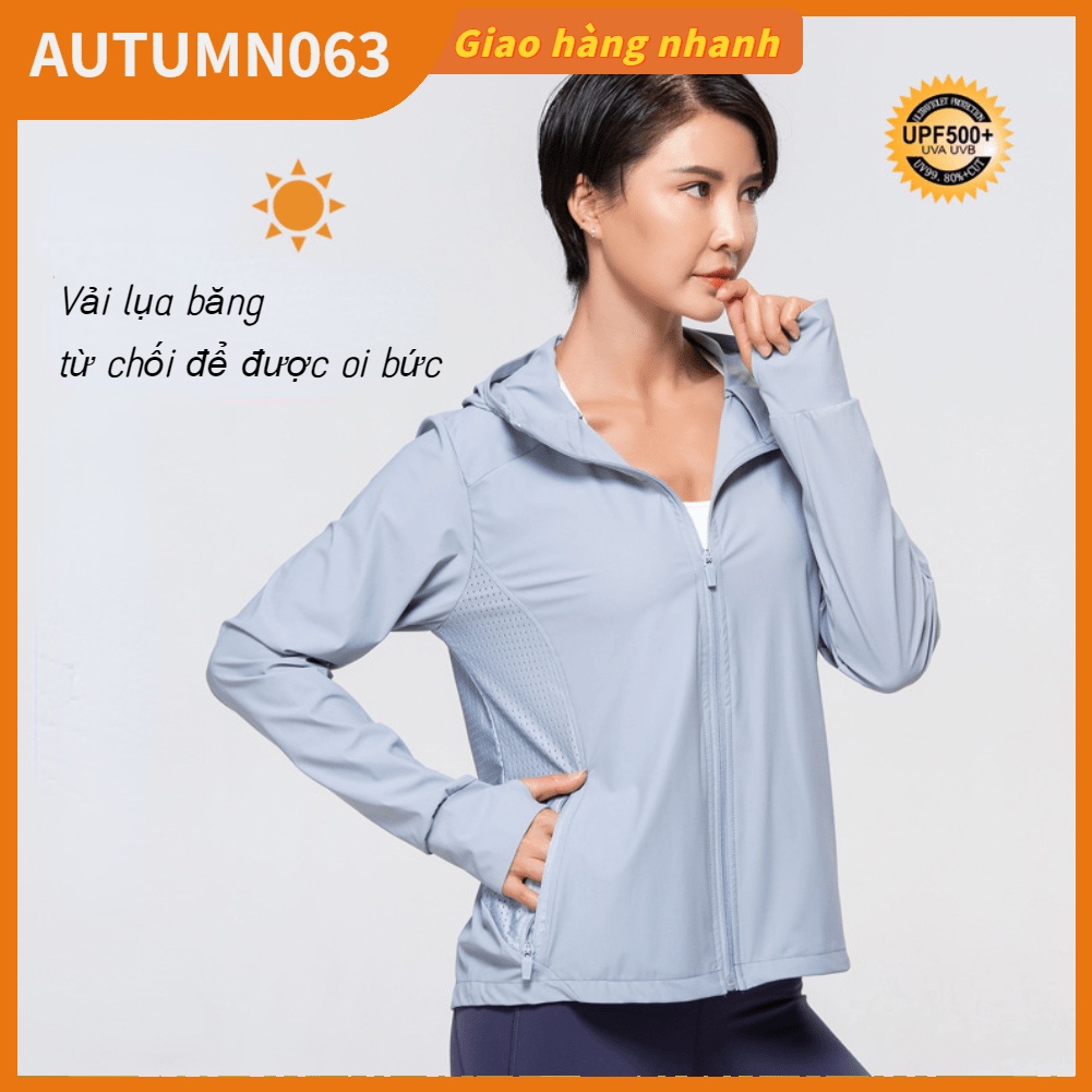 Áo khoác dài tay màu xám thoáng khí chống nắng UV UPF 50+ dùng ngoài trời Autumn063