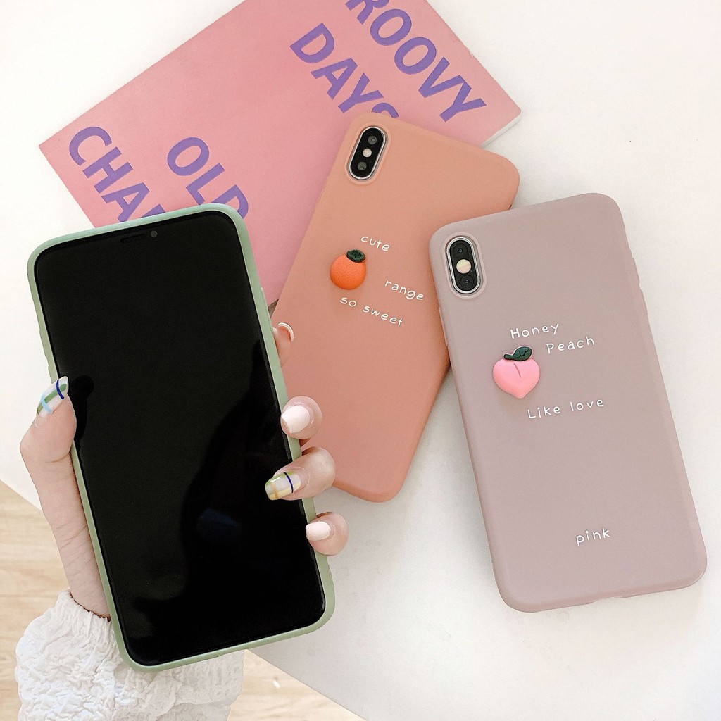 ỐP LƯNG 7/7Plus/6/6S/6S PLUS/6 PLUS/8/8PLUS/X/XS MAX/IP11 dẻo màu đính hoa quả 3d #37