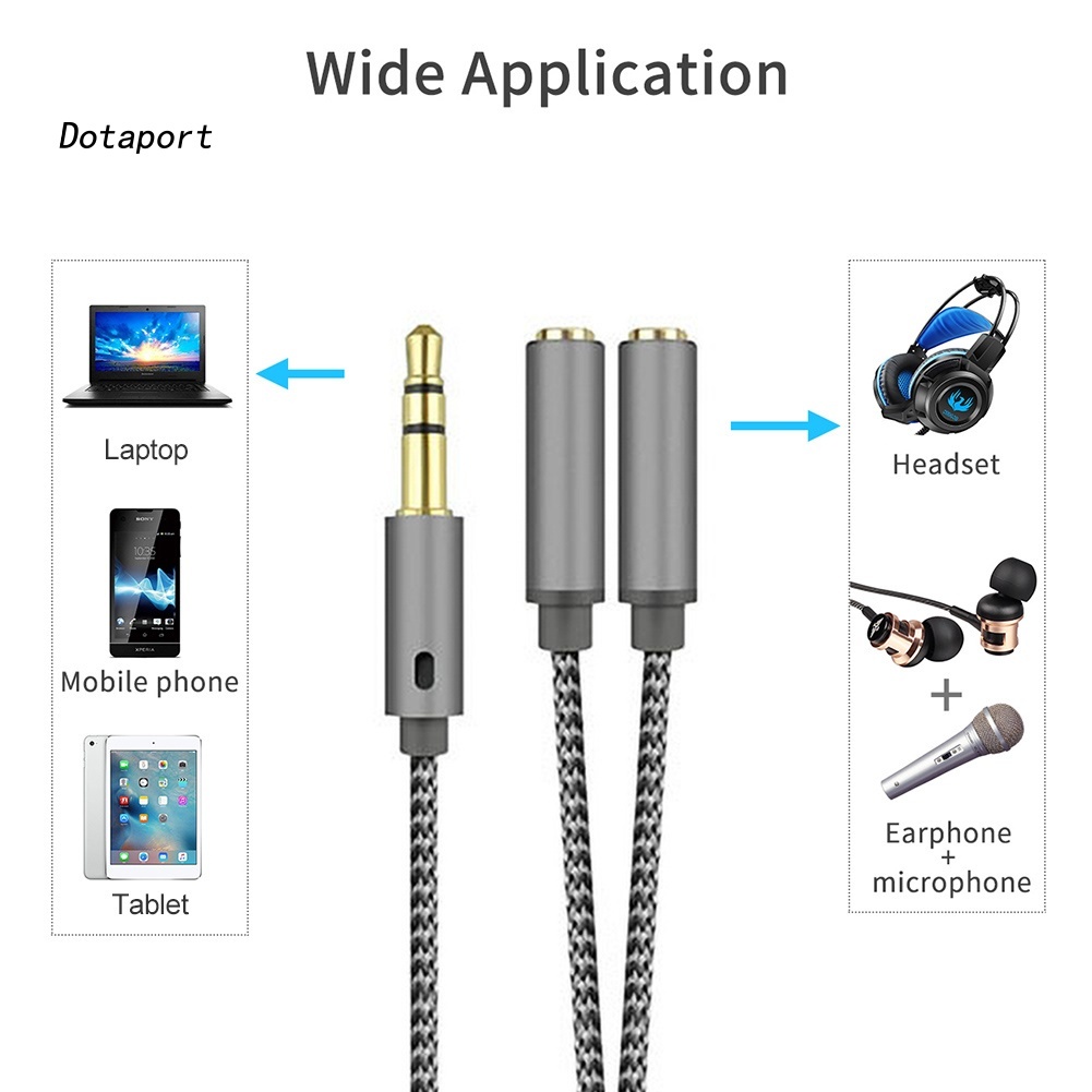 Dây Cáp Chuyển Đổi Từ 1 Đầu Cắm 3.5mm Sang 2 Cổng Cắm Cho Tai Nghe / Micro