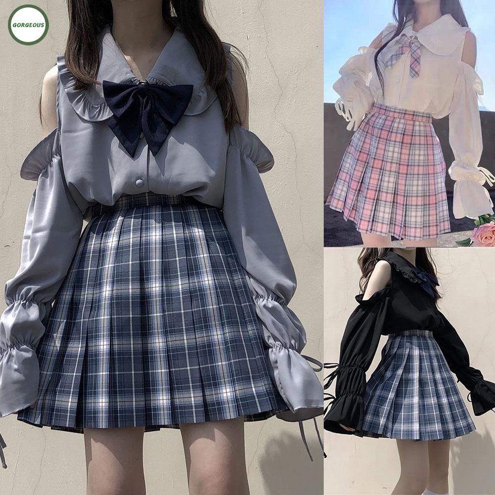 GORGEOUS~Girls Student Lolita Sweet Cute Collar Shirts JK Blouse Off Shoulder Tops Summer