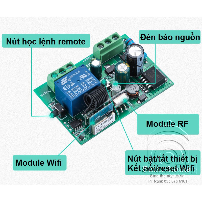 Công Tắc Wifi Và RF Điện Áp Thấp 7 - 32V DC Tuya SHP-SV2