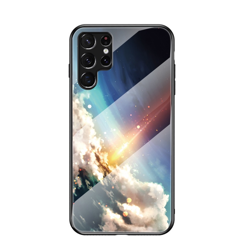 Ốp Điện Thoại Kính Cường Lực Họa Tiết Bầu Trời Sao Cho Samsung Galaxy S22 Ultra S22 Plus 5G S21 FE S21 Ultra S21 S20 Plus