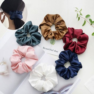 Buộc Tóc Scrunchies Trơn Phi Bóng Hot Trend Phong Cách Ulzzang Dễ Thương Dành Cho Nữ PKHN0094